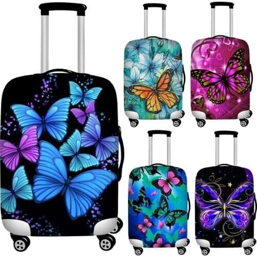 FORUDESIGNS Elastic Butterfly Travel Luggage Covers Waterproof 18-32inch Luggage Protective Dust Cover Stretch Baggage Covers