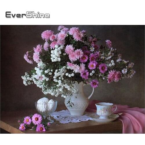 EverShine Diamond Painting Lilac Embroidery Full Display Flowers Picture Of Rhinestones Mosaic DIY Hobby Decoration Home