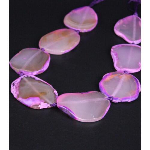 15.5"/strand Large Size Purple Natural Agates Faceted Slab Nugget Loose Beads,Gems Stone Slice Pendants Nacklace Jewelry Making