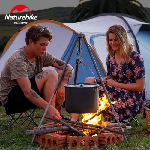 Naturehike 4-6 person outdoor camping pot (10L pot with handle , and adjustable cooking tripod)