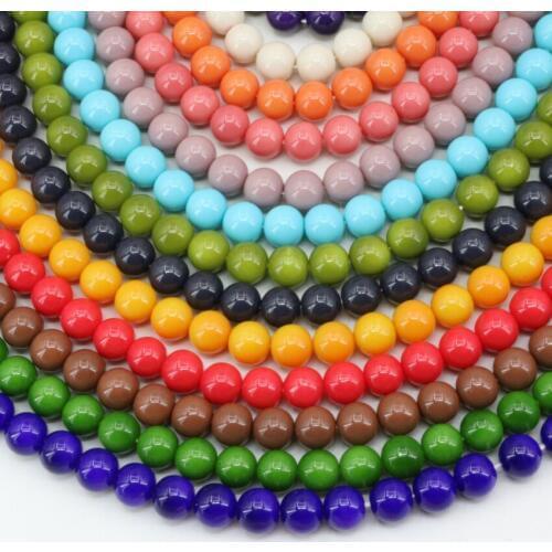 Charms candy color bake paint glass round 8mm loose beads women handmade diy necklace/bracelet spacers accessories 15inch B3250