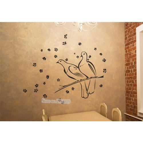 Hot Selling Turtledoves Sticker Waterproof DIY Decorative Removable Vinyl Wall Decals Home Decor Art Wall Tattoo Wallpaper LA419