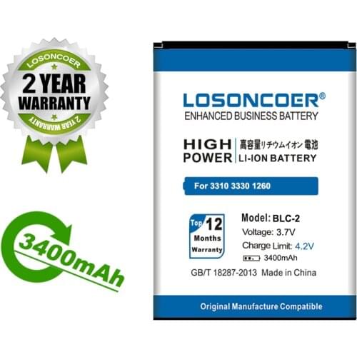 LOSONCOER Battery 3300mAh BLC2 BLC-2 For Nokia 3310 3330 3410 3510 5510 3530 3335 3686 3685 3589 3315 3350 3510 6650 6800