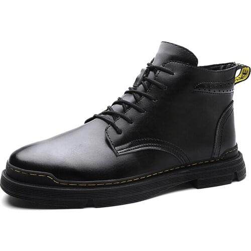 New Mens Boots Quality Leather Men Ankle Boots Punk Motorcycle Male Shoes Outdoor Sneakers Breathable Antiskid Comfortable Shoe