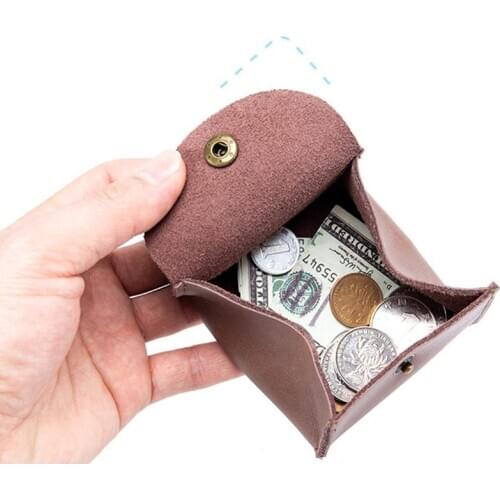 Mini Vintage Cowhide Mens Coin Purse Zipper Coin Wallet Retro Key Holder Small Money Bag Money Change Coin Pouch
