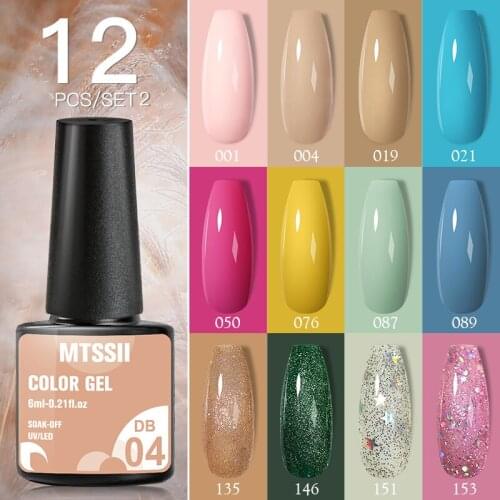 Mtssii 12/6pcs Nail Gel Polish Set 6ML Solid Color Set For Manicure Nail Polish Vernis Semi Permanent UV Lamp Gellak Nail Kit