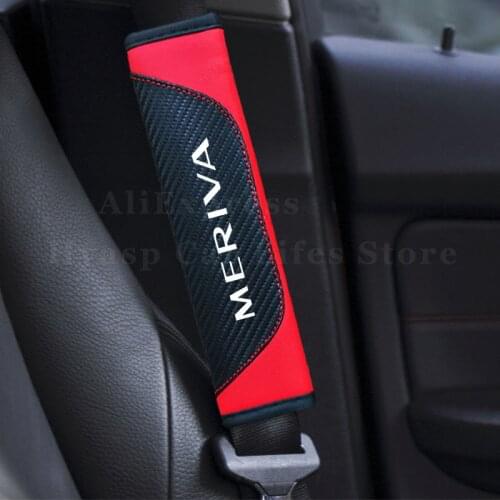 Car Seat Belt Cover Protector For Opel Meriva Auto Leather Safety Belt Shoulder Pad Protector Interior Car Accessories