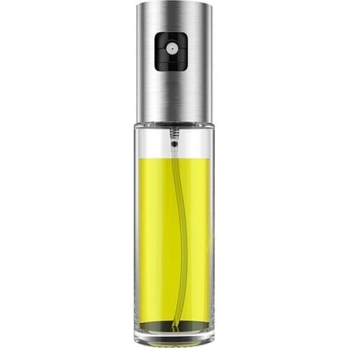 Olive Oil Sprayer for Cooking 100ml Stainless Steel Oil Spray Bottle Versatile Glass for Cooking Baking Roasting Grilling