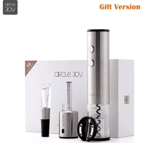 Original New Circle Joy Electric Bottle Opener Stainless Steel Mini Wine Stopper Wine Decanter Aerator Corkscrew Cutter Cork