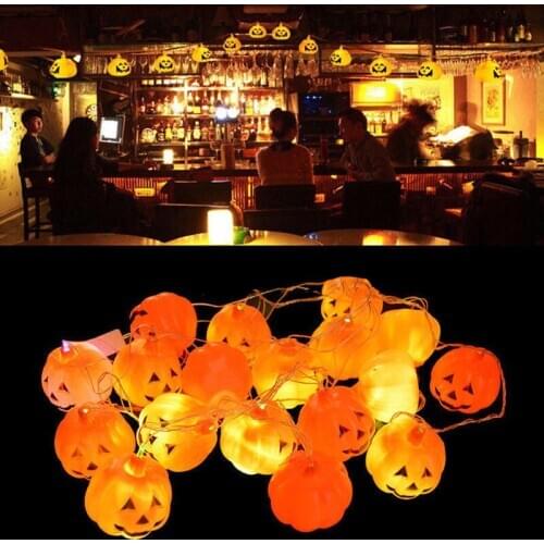 PVC 16 LED Pumpkins String Light Pumpkin Lights For Halloween Party Decoration