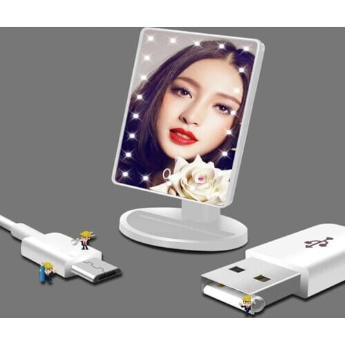 LED Lighted Makeup Mirror Night Light 24 Led Vanity Cosmetic Mirror Touch Screen Table lamp Adjustable Dimmable Dual PowerSupply