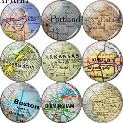 TAFREE New World Map Picture Fashion Round Glass Canochon Dome Handmade 25mm DIY Cabochons Jewelry Accessories Wholesale