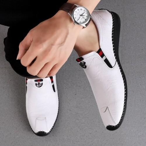 WEH shoe Leather brand 2021 Loafers Men Luxury Rubber Casual Men Shoes Slip on breathabl Flats Driving Shoes Mens Big Size 46