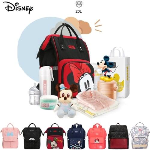 Disney Minnie Diaper Bag Baby Large Capacity Maternity Care Bag Mummy Nappy Backpack For Moms Waterproof Travel Stroller Handbag