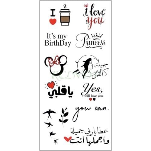 Waterproof Temporary Tattoo Sticker Mickey Mouse Accessories Birth Crow Arabic Fake Tatto Flash Hand Arm Art Tatoo for Women Men