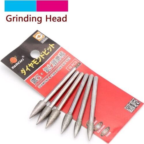 High Quality 5pcs 4-8mm Bullet Diamond Grinding Cutting Head Jade Glass Stone Ceramic Cbn Point Bit Set Rotary Carving Tool
