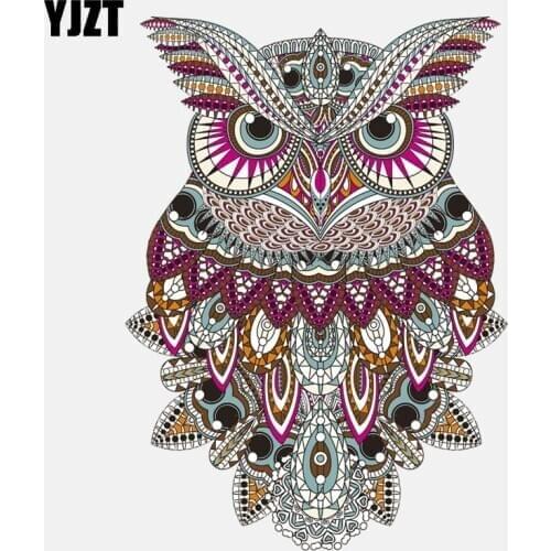 YJZT 11.2CM*15.3CM Lovely Forest Tribe Owl PVC Decoration Car Sticker 11-01267