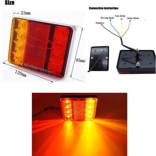 1pair 12-80V 8 LED Car Tail Light Rear Lamps Pair Boat Rear Parts Waterproof for Trailer Caravans UTE Campers Truck Car Lighting