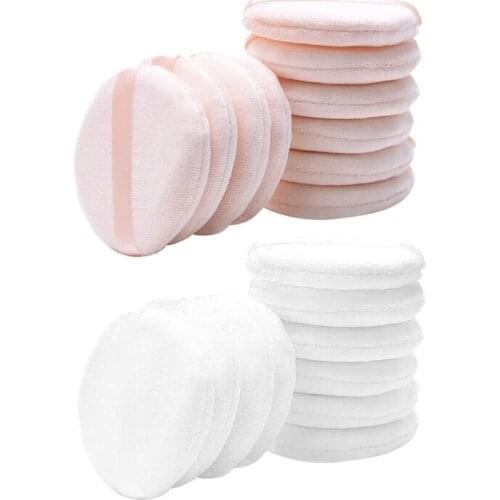 10pcs White Powder Puff Velour Baby Body Makeup Puff with Satin Ribbon Sealed for Loose Powder Mineral Powder Body Powde G99E