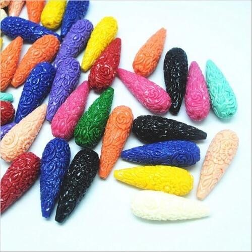 10pcs carving clay beads flower beads for earring making parts long teardorps size 15x40mm lovely beads for women choices