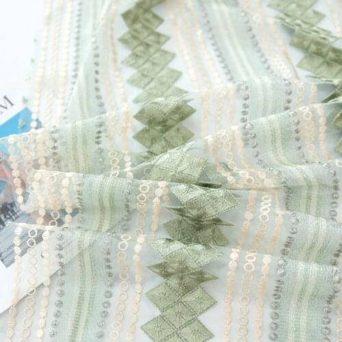 130cm 0.5m/lot Soft yarn light green embroidery lace fabric Ladies skirt cheongsam dress fabric clothing accessories X964