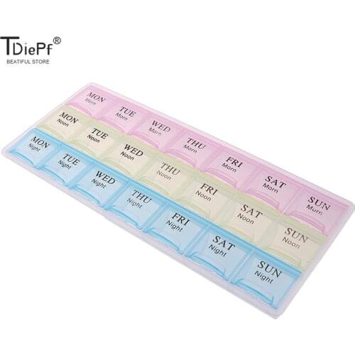 2 Rows / 3 Rows Weekly 7 Days Candy Pill Case Medicine Tablet Dispenser Carry Pill Box Splitters Pill Storage Supplies