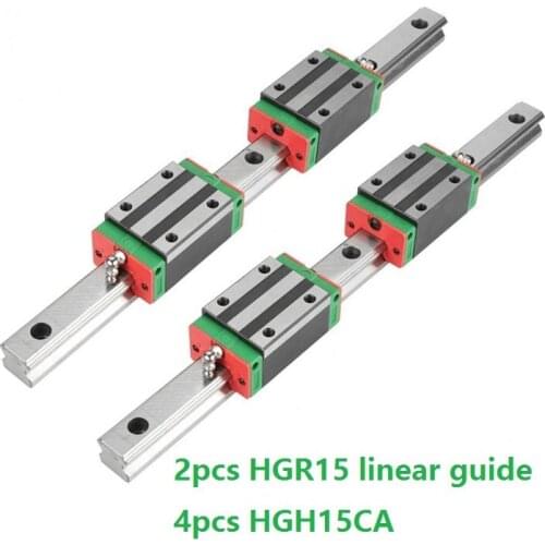 2pcs Linear Guide Rail HGR15 -L 200mm/250MM/300MM/350MM And 4pcs HGH15CA Linear Narrow Sliding Blocks CNC Router Parts