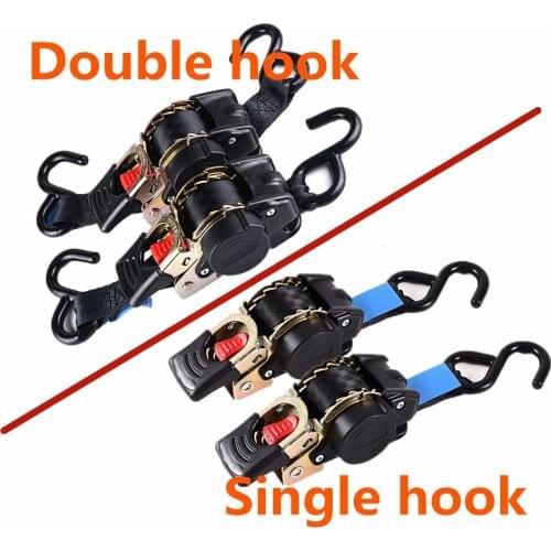 2PCS Single Hook / Double Hook Auto Retractable Universal Easy To Carry Ratchet Tie Down Starp S-Hooks Trailer Towing