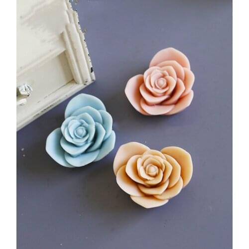 3D Love Rose Soap Mold Diy Aromatherapy Plaster Candle Moulds Car aromatherapy silicone mold Flower Soap Molds