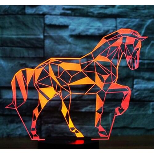 3D LED Night Light Jigsaw Horse Puzzle with 7 Colors Light for Home Decoration Lamp Zebra Amazing Visualization Optical