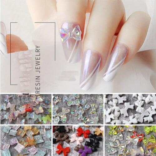 50PCS, Nail Art Bows Butteflys Skirts Designs Resin Jewelry Candy Colors For Nail Tips Decorations