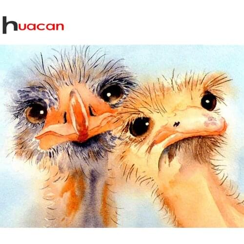 Huacan Diamond Mosaic Embroidery Ostrich Full Square/round Diamond Painting Animal Home Decor Crystal Gift