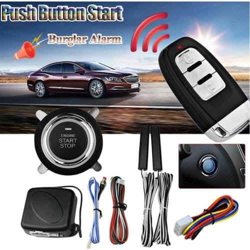 12V 433MHz Car Alarm One Start Stop Button Engine Push Button Automatic Lock Ignition Switch Keyless Entry Remote Starter System