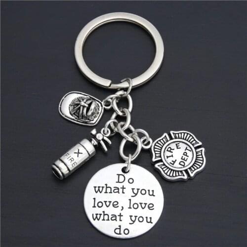 New Fire Extinguisher Flame Keychain Fire Hero Keychain Creative Fireman Gift Fashion Jewelry