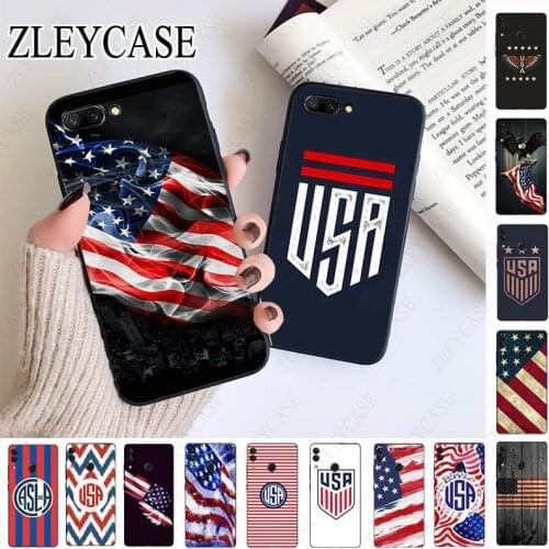 USA America Flag Black Soft Phone Case For huawei honor 10 10i 10lite 8c 8A 8X 9 9A 9lite 20 20s 20i 20lite mate20 Mobile Cover