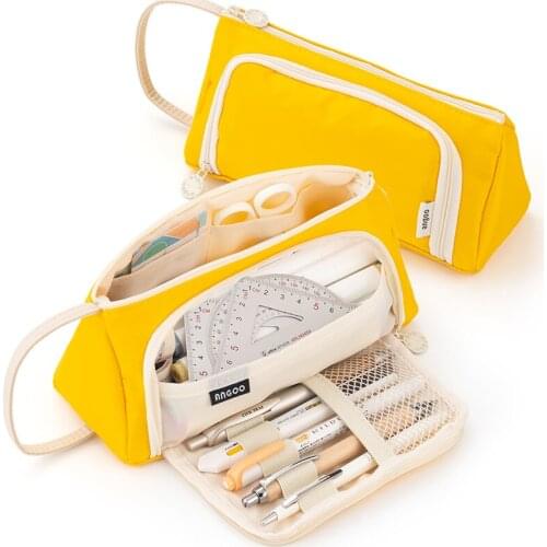 Candy Color Pen Bag Window Pencil Case for School Girl Korea Stationery Xmas Gift Bag Pencil Storage High Capacity Pencil Bag