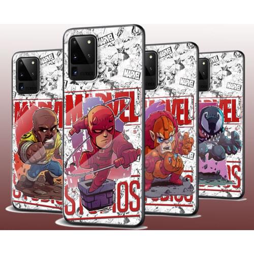 Tempered Glass Cover Hero Marvel Member For Samsung Galaxy S20 FE S10e S10 S9 S8 Ultra Plus Lite Plus 5G Phone Case