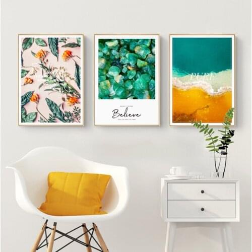 Flowers Ocean Landscape Wall Art Canvas Painting Quotes Posters and Prints Decoration Home Wall Pictures for Living Room Decor