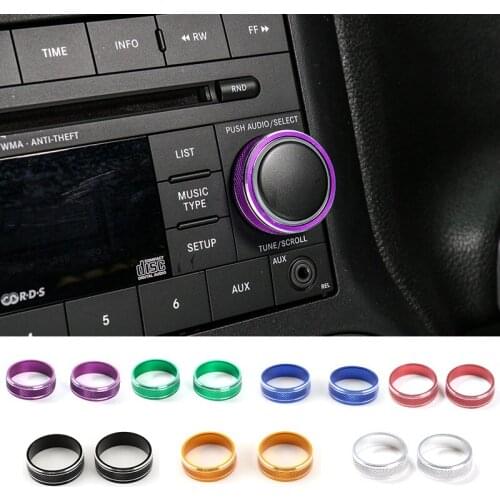 SHINEKA Aluminium Alloy CD Decorative Cover Media Switch Trim CD Player Button Ring for Jeep Wrangler JK 2007-2017