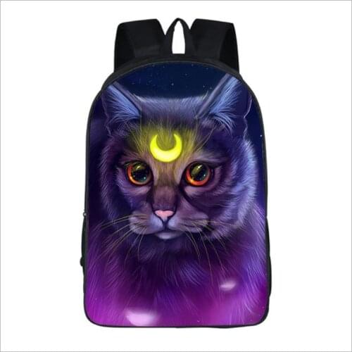 16inch Childrens Backpack Cartoon Gothic Cats Prints Pattern School Bag Kids Cute Book Bag Teenager Kids Schoolbags Mochila