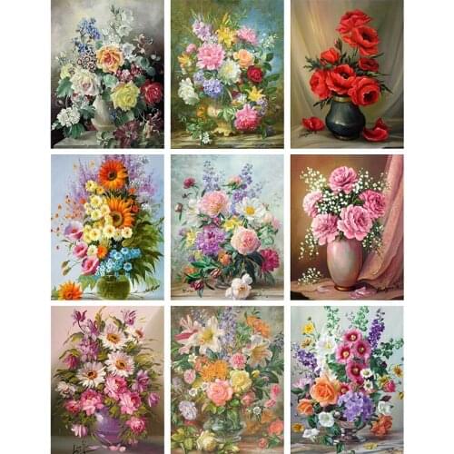 DIY 5D Diamond Embroidery Round Diamond Picture Flowers Arranging Round Rhinestones Diamond Painting Cross Stitch home decor