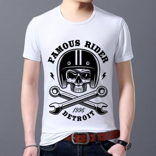 Mens Printing T-shirts Black All-match Harajuku Street Style Skull Pattern Series Tee Classic O-neck Commuter Male Short Sleeve