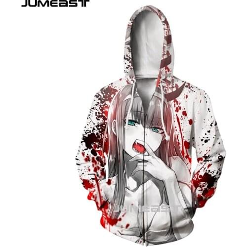 Jumeast Brand Men Women 3D Printed Anime DARLING In The FRANXX Long Sleeve Jacket Sport Pullover Fashion Spring Zipper Hoodies