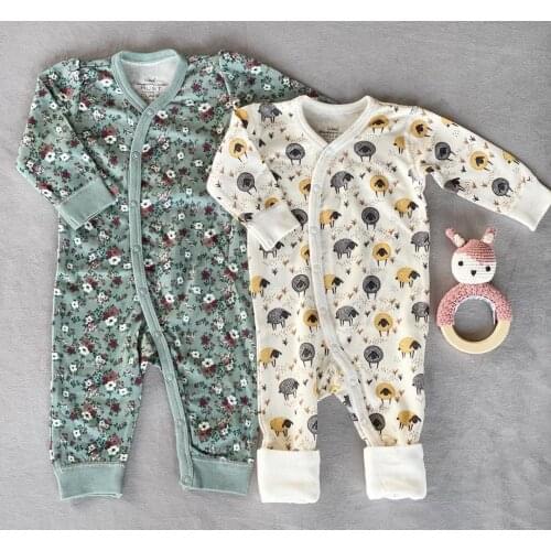 Newborn Clothes Baby Girls Long Sleeve Baby Rompers Sheep Floral Jumpsuit Baby Romper Toddler Baby Boys Clothing 2022