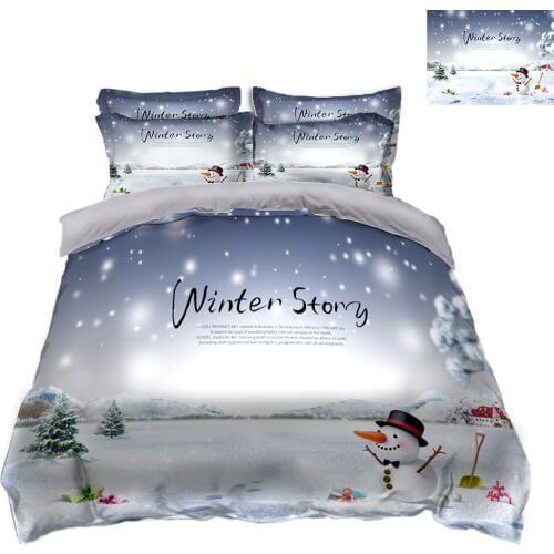 Gray 3D bedding sets bedsheet Pillowcase duvet bed cover Christmas pattern California king flat sheet juegos de cama decorate