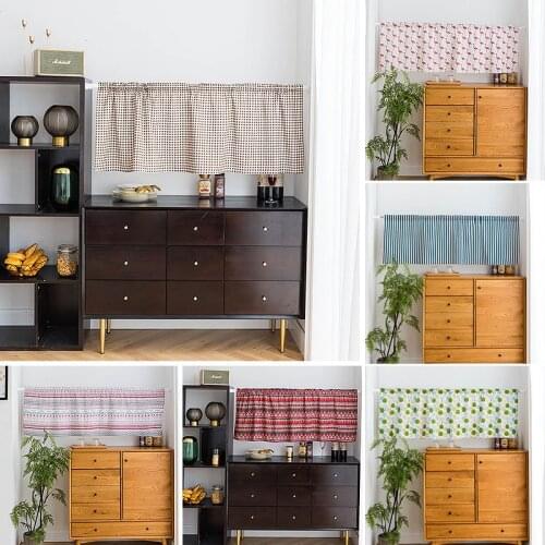 Short Curtain for Cabinet Bay Window Door Entrance Kitchen Wardrobe Half-curtain for Cafe Bedroom Printed Drapes Home Decor