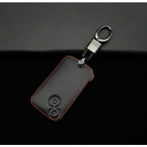 2 Buttons Leather Car Key Cover For Renault Laguna Espace Smart Keyless Remote Fob Protection Cover Keychain Bag Car Accessories