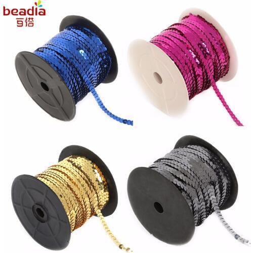 New Fashion Mix Color 100 Yards/Roll 6mm Loose Diameter Round Flat Sequins Sewing On Trims For Crafts/Pillow/Cloth Accessories