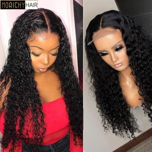 Morichy Curly 4x4 Lace Closure Human Hair Wigs Brazilian Non-Remy Human Hair Pre Plucked Hairline 150% Density Black
