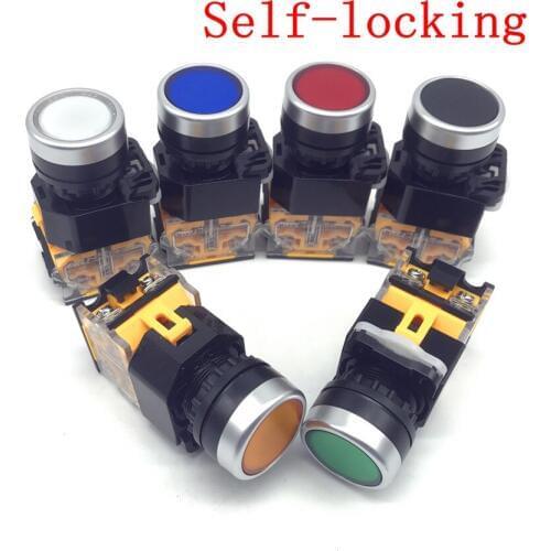 22mm Small Round Push Button Switch 1 NO 1 NC Self-locking / Latching Button Switch LA38-11BN